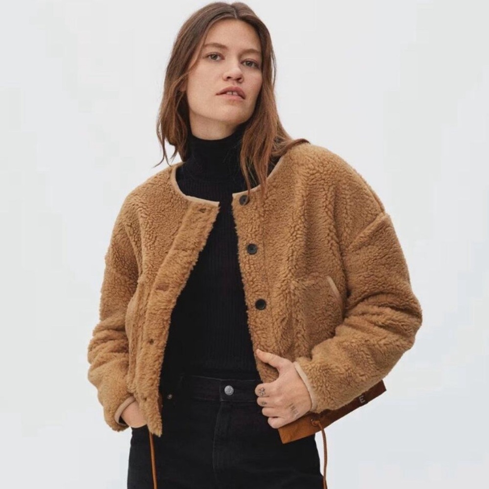 Everlane Teddy Jacket in Camel Brown